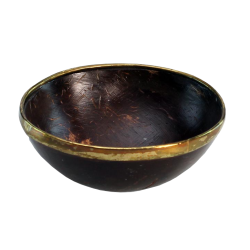 Coconut Bowl with Brass Rim