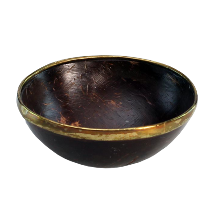 Coconut Bowl with Brass Rim