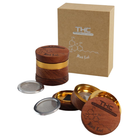 Black Leaf - Wood-Alu Grinder "THC" 4-piece