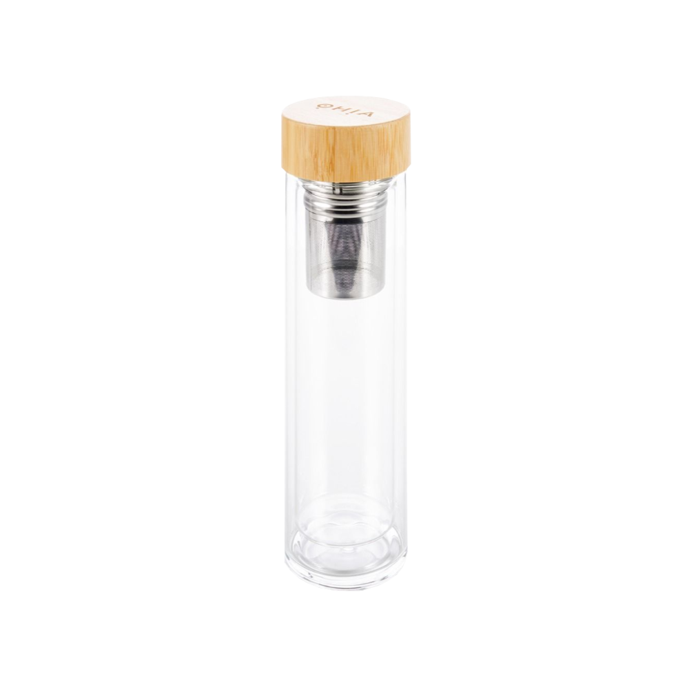 Ohia Thermosflasche aus Glas mit Bambusdeckel