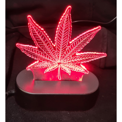 Out of the blue - 3D Effect Lamp Cannabis Leaf