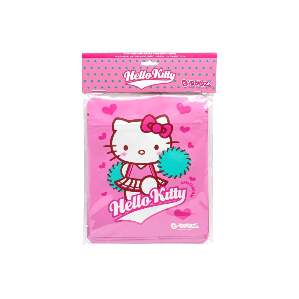 G-Rollz - Hello Kitty Cheerleader Sachet à fermeture éclair anti-odeur, 100x125mm, 8 pièces