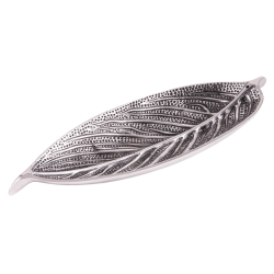 White metal incense holder leaf