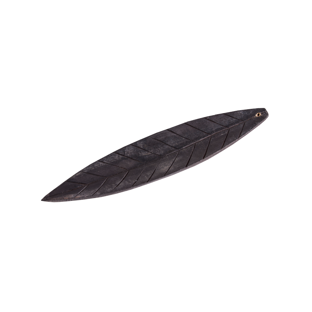 Porte-encens Feuille en métal blanc brun