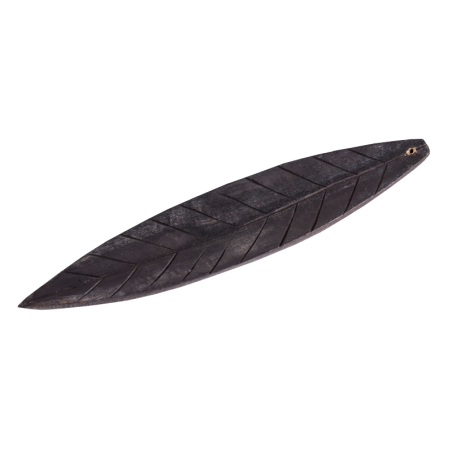 Porte-encens Feuille en métal blanc brun