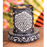 Flower of life incense burner, black soapstone