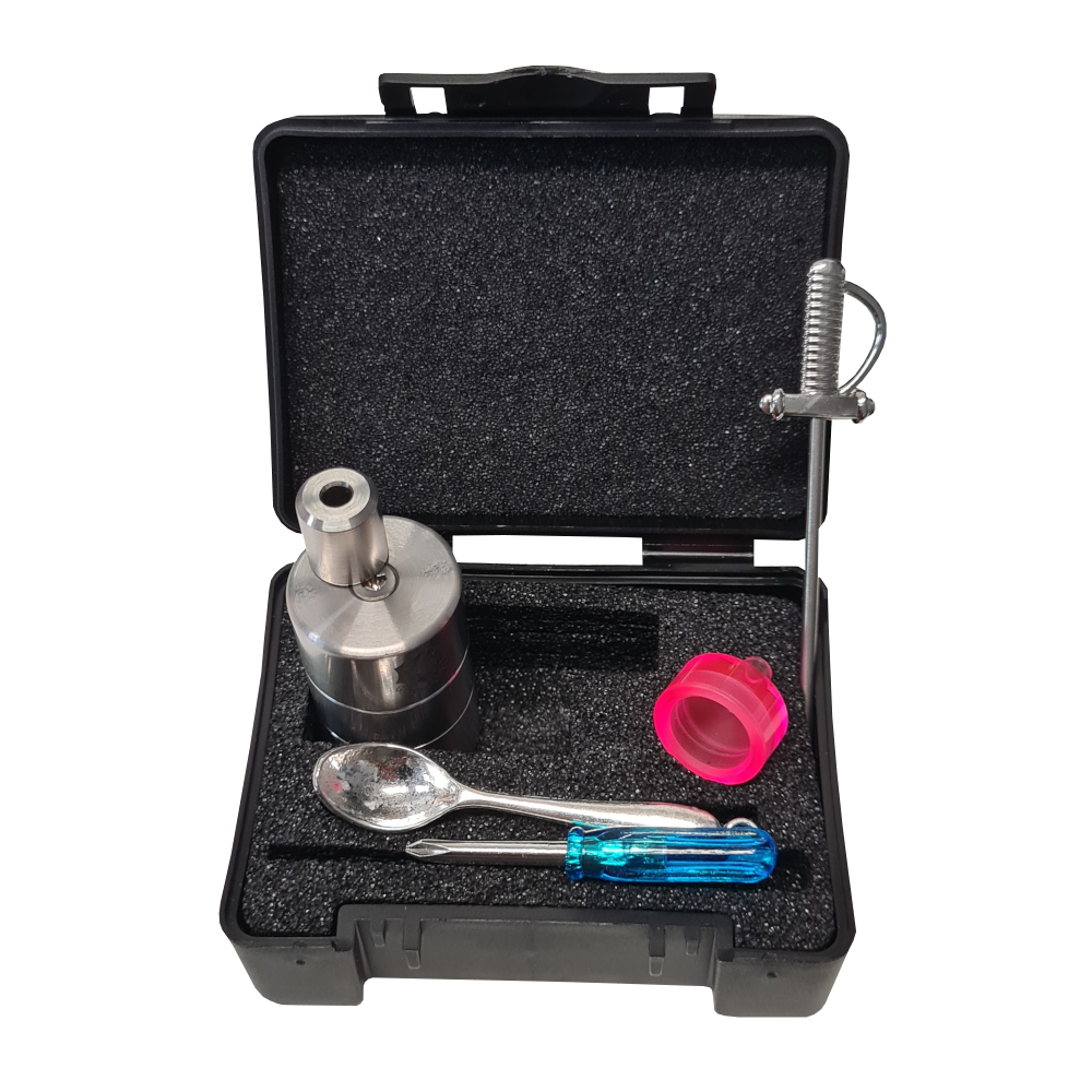 KD - D-1000 Kit comprenant un récipient de dosage avec chargeur, une cuillère, un tournevis, un guide et une aide au remplissage