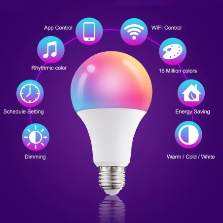 Intelligente LED-WiFi-Lampe,  Fassung E27