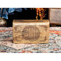 Boîte en bois fleur de vie