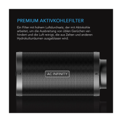 AC Infinity  Aktivkohlefilter mit australischer Aktivkohle, 200 mm