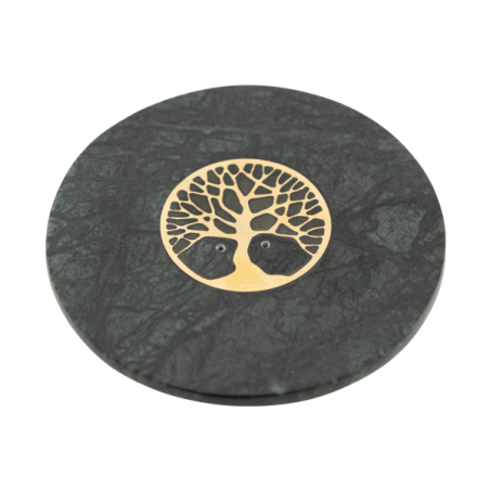 Berk Porte-encens Yggdrasil en marbre vert avec incrustation en laiton