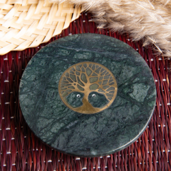 Berk Yggdrasil incense stick holder made of green marble with brass inlay