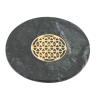 Berk Flower of Life incense stick holder made of green marble with brass inlay