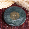 Berk Flower of Life incense stick holder made of green marble with brass inlay