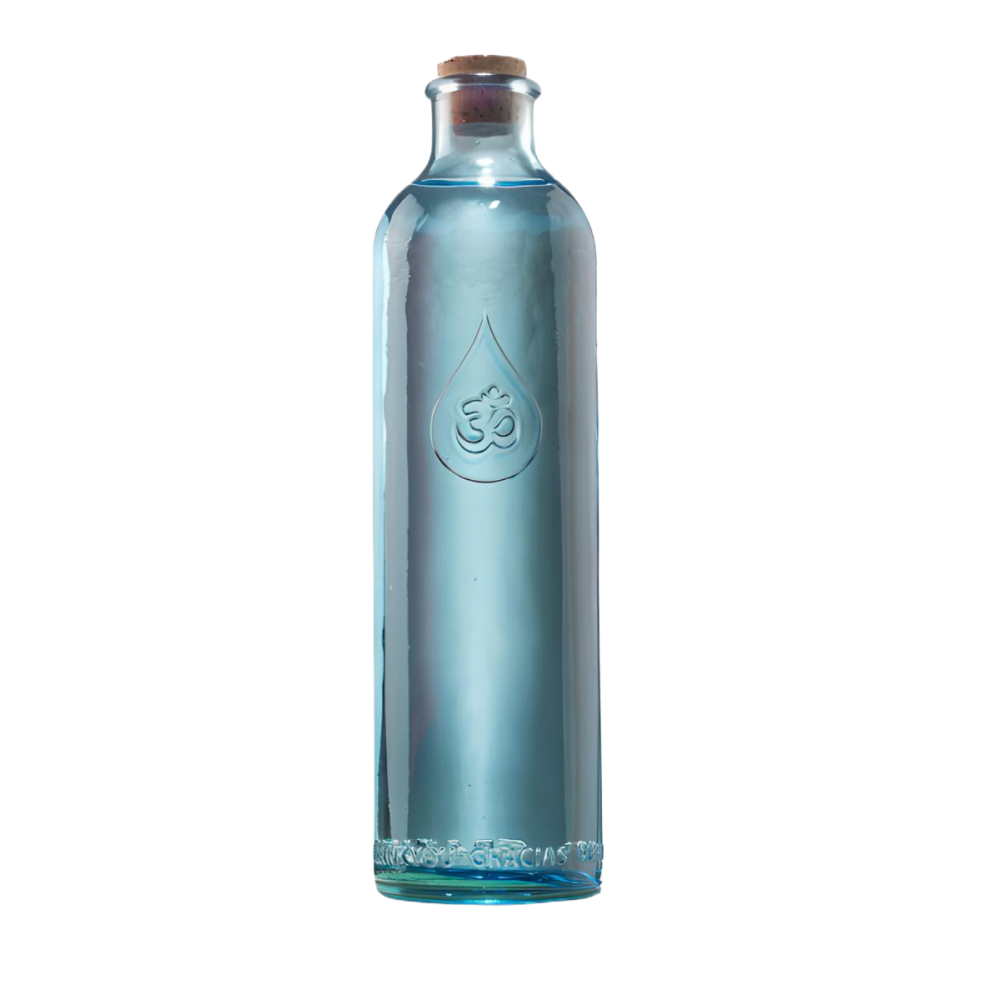 Berk OmWater Wasserflasche – 1.2L Karaffe aus blauem Recyclingglas