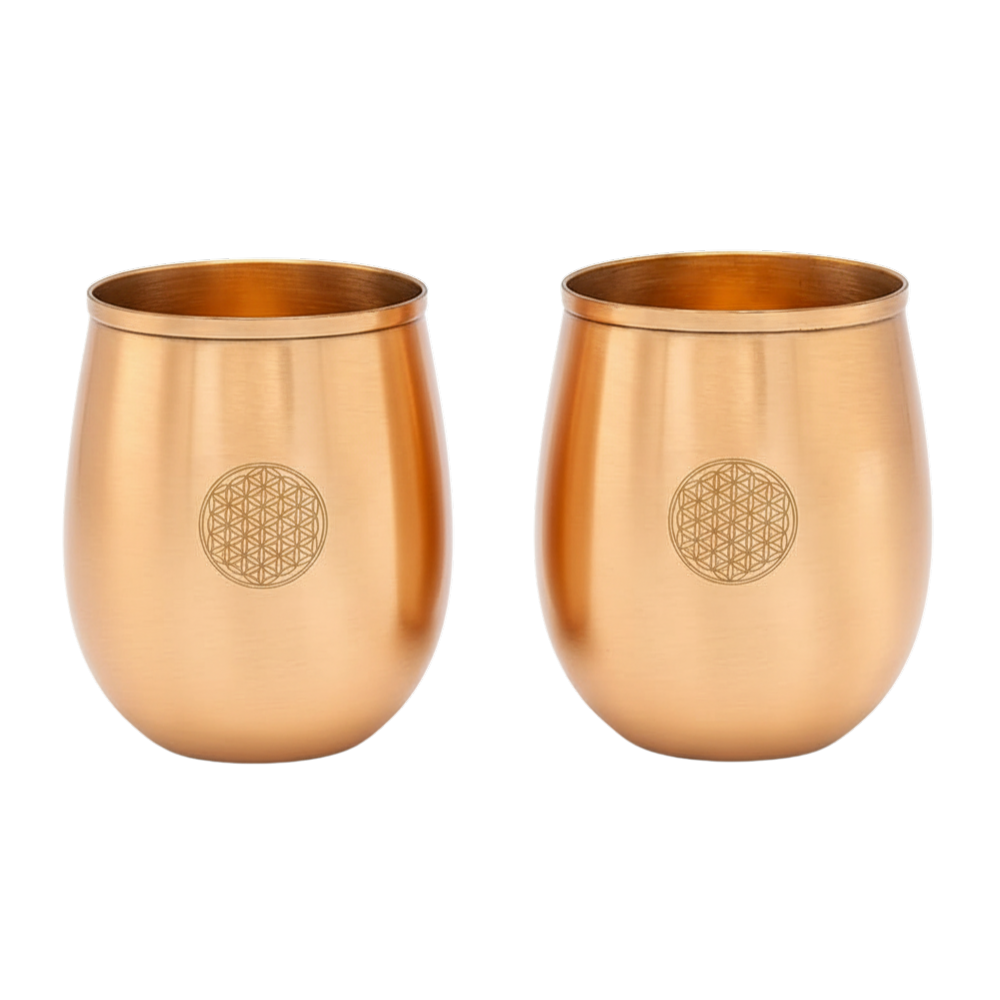 Copper drinking cup Flower of Life, 350ml, 2 pcs.