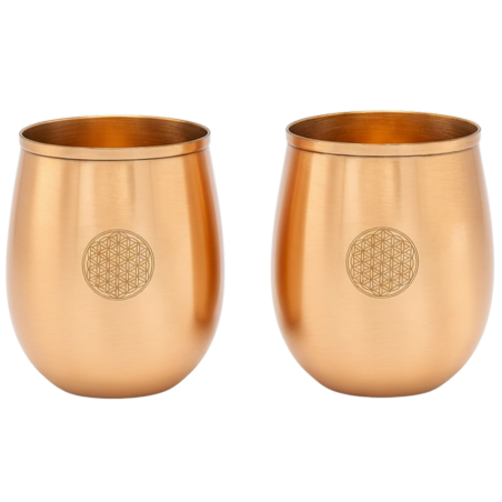 Copper drinking cup Flower of Life, 350ml, 2 pcs.