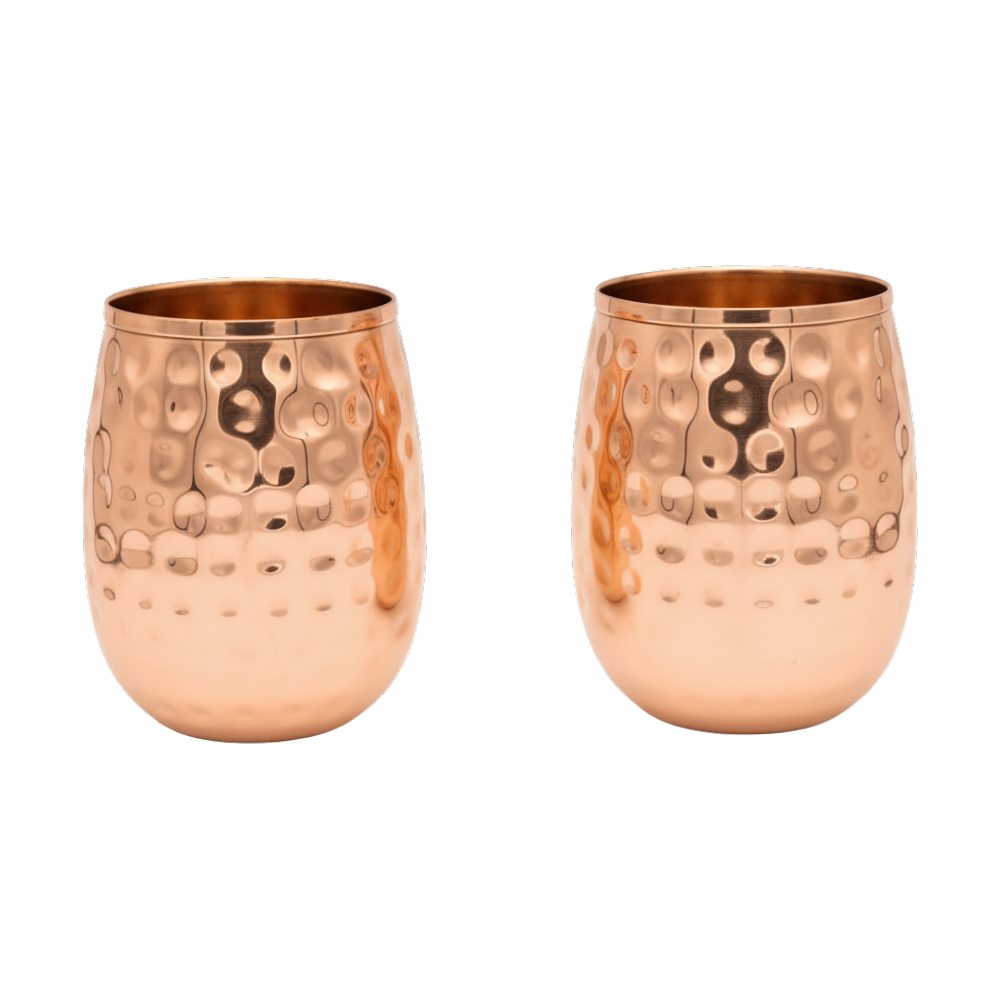 Hammered Copper drinking cup, 350ml, 2 pcs.