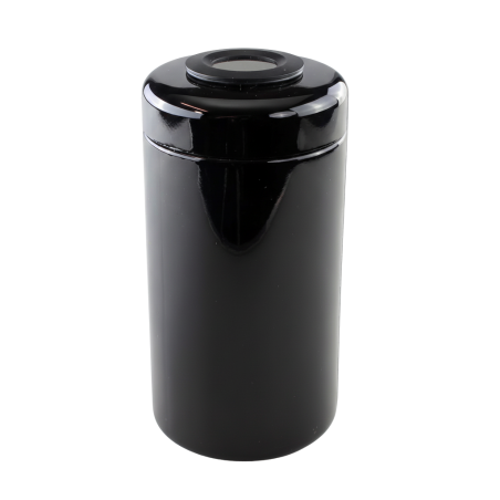 Violettglasdose mit Hygro- + Thermometer, 200ml