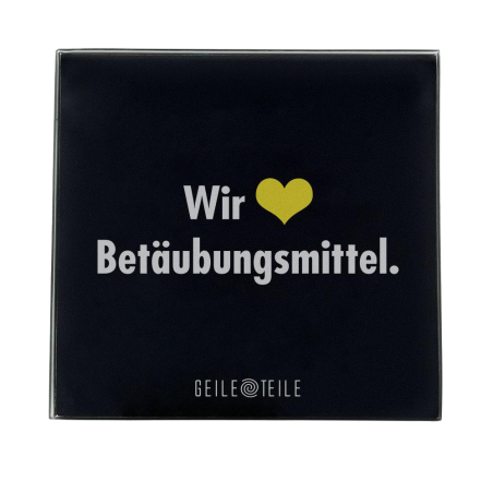 Betäubungsmittel - Robustes Echtglas Brettchen, 10x10cm
