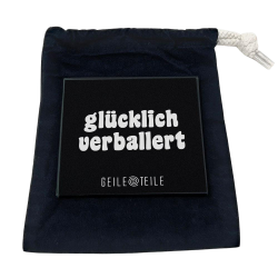 Glücklich Verballert - Planchette robuste en verre véritable, 10 x 10 cm