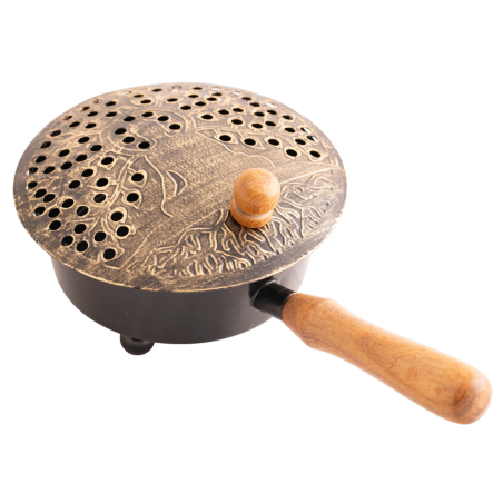 Carrying vessel Buddha – iron incense burner with wooden handle