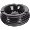 Wind Ashtray Ceramics-Black with Grooves 14cm